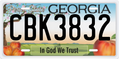 GA license plate CBK3832