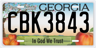 GA license plate CBK3843