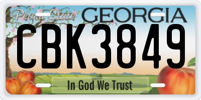 GA license plate CBK3849