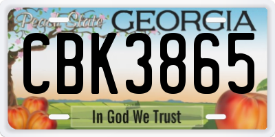 GA license plate CBK3865
