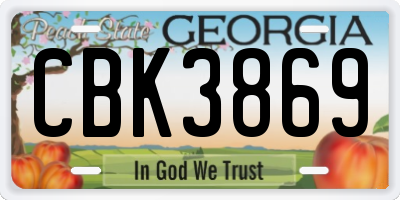GA license plate CBK3869