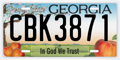 GA license plate CBK3871