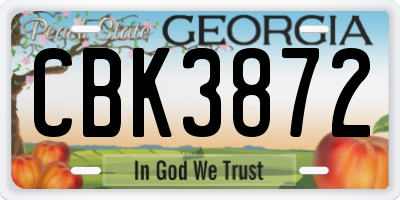 GA license plate CBK3872