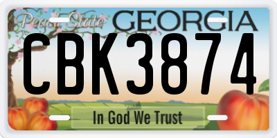 GA license plate CBK3874