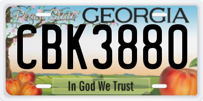 GA license plate CBK3880