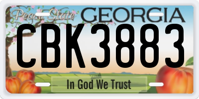 GA license plate CBK3883