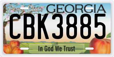 GA license plate CBK3885