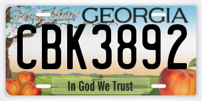 GA license plate CBK3892