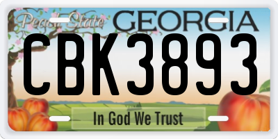 GA license plate CBK3893