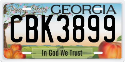 GA license plate CBK3899