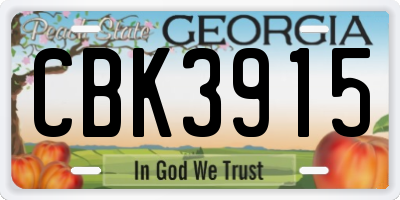 GA license plate CBK3915