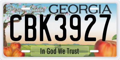 GA license plate CBK3927