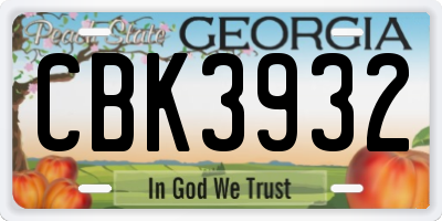 GA license plate CBK3932
