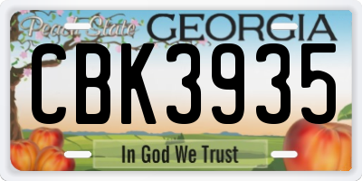 GA license plate CBK3935