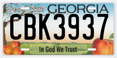 GA license plate CBK3937