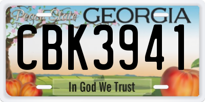 GA license plate CBK3941