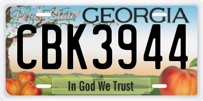GA license plate CBK3944