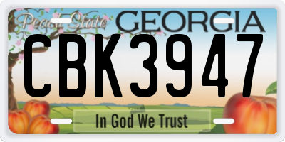 GA license plate CBK3947