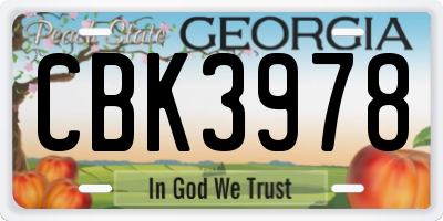 GA license plate CBK3978