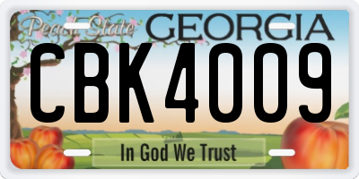 GA license plate CBK4009