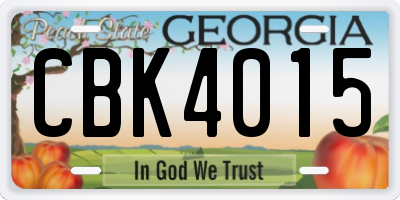 GA license plate CBK4015