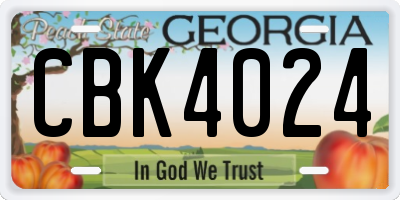 GA license plate CBK4024