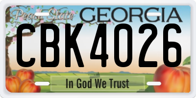 GA license plate CBK4026
