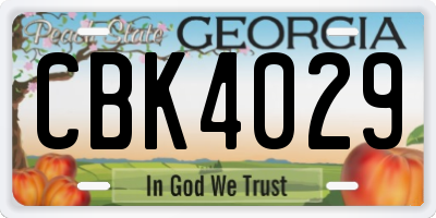 GA license plate CBK4029