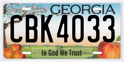 GA license plate CBK4033