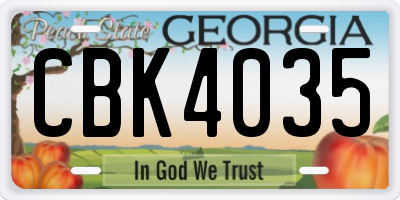 GA license plate CBK4035