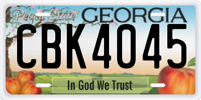 GA license plate CBK4045