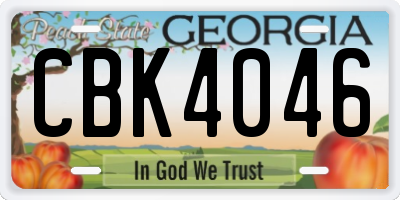 GA license plate CBK4046