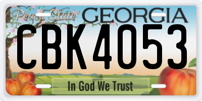GA license plate CBK4053
