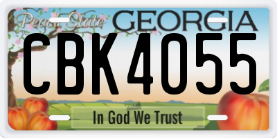 GA license plate CBK4055