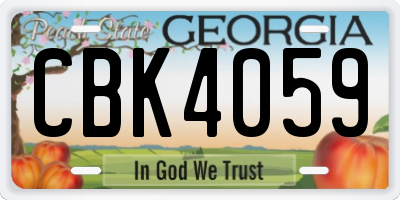 GA license plate CBK4059