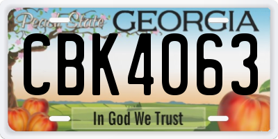 GA license plate CBK4063
