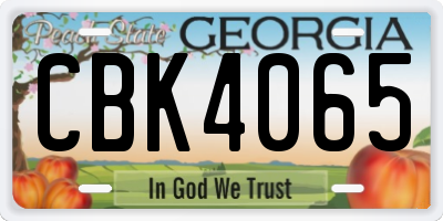 GA license plate CBK4065