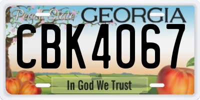 GA license plate CBK4067