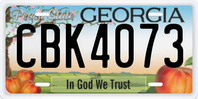 GA license plate CBK4073