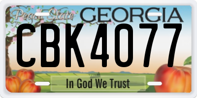 GA license plate CBK4077
