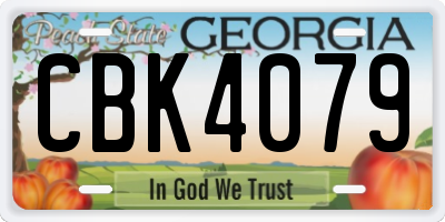GA license plate CBK4079
