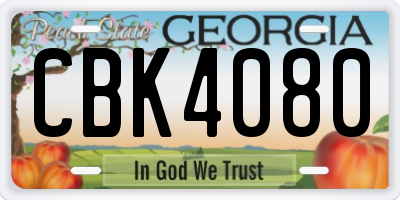GA license plate CBK4080