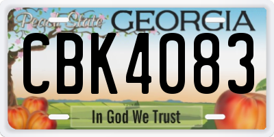 GA license plate CBK4083