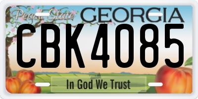 GA license plate CBK4085