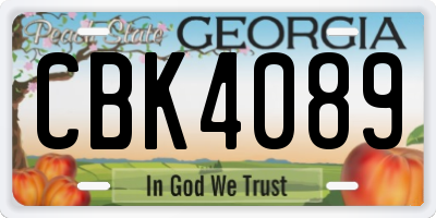 GA license plate CBK4089