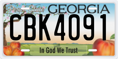 GA license plate CBK4091
