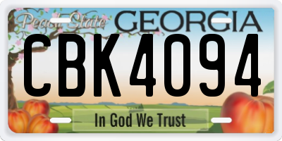 GA license plate CBK4094
