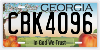 GA license plate CBK4096
