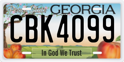 GA license plate CBK4099