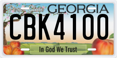 GA license plate CBK4100
